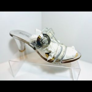 Clear Lucite Heels with Silver Accents